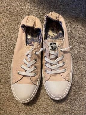 Converse Low Top Sneakers - Light Pink and White